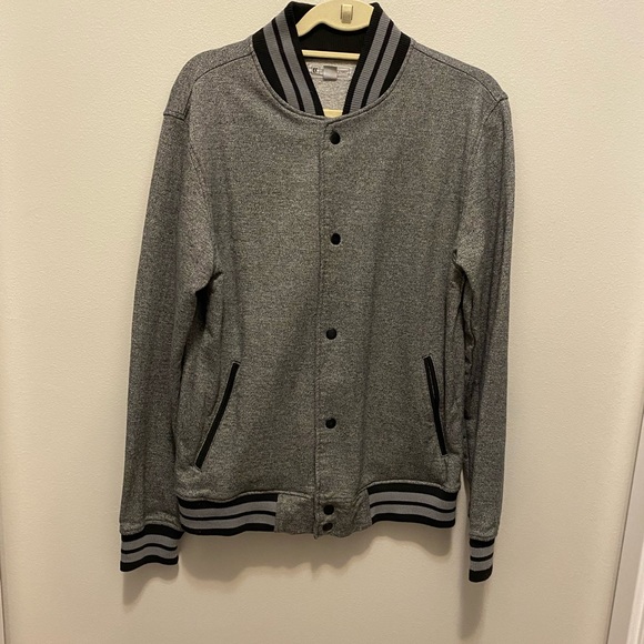 Mens Charles and a Half gray and black snap Varsity jacket size medium. Preowned - Picture 2 of 14